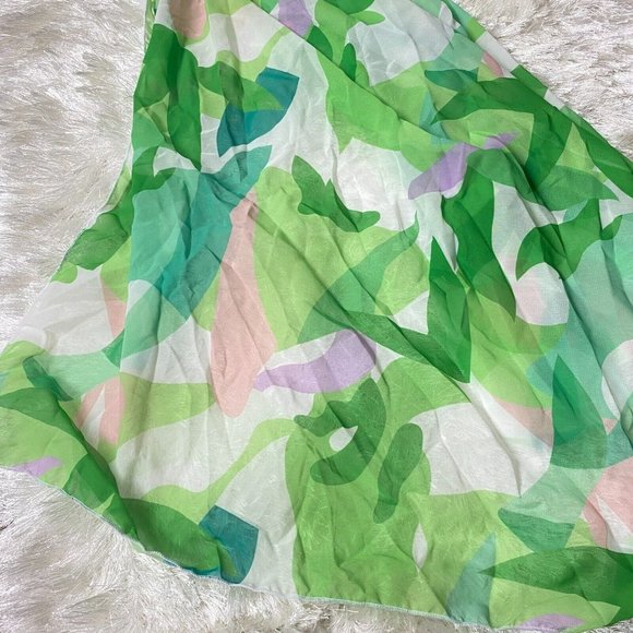 New Triangle String Bikini Set XL Matching Sarong Green Abstract print. - Picture 7 of 12